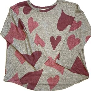 Grey Heart Pattern Top (Long Sleeve)